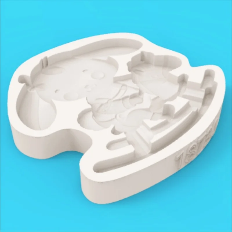 Silicone Mold with Cheerful Rabbit Design for Riding Wooden Horse and Rocking Car, Animal-Themed Birthday Cake Chocolate Fondant Decoration Making Mold view 5