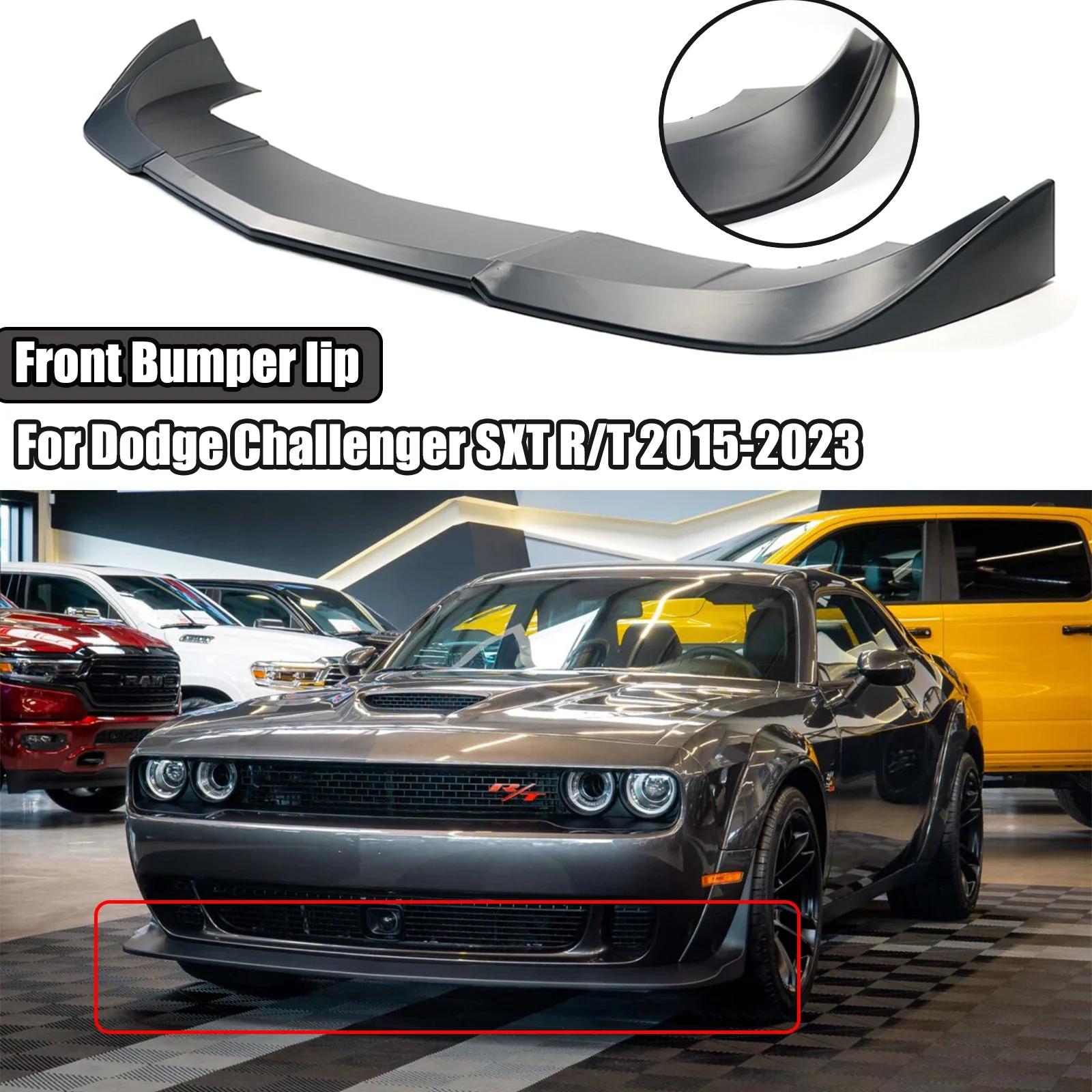 

For Dodge Challenger SXT R/T 2015-2023 Front Bumper Lip Body Kit Spoiler Diffuser Spilitter Carbon Fiber Look car acesssories