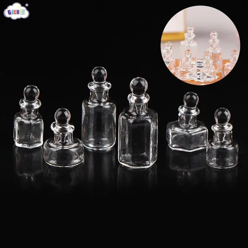 1:12 Dollhouse Vintage Jar Miniature Milkshake Cup Glass Vase Plant Growing Cup Transparent Glass Cup Home Model