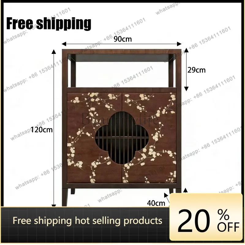 YJ Song Dynasty aesthetic solid wood retro locker hollow storage household dining side cabinet