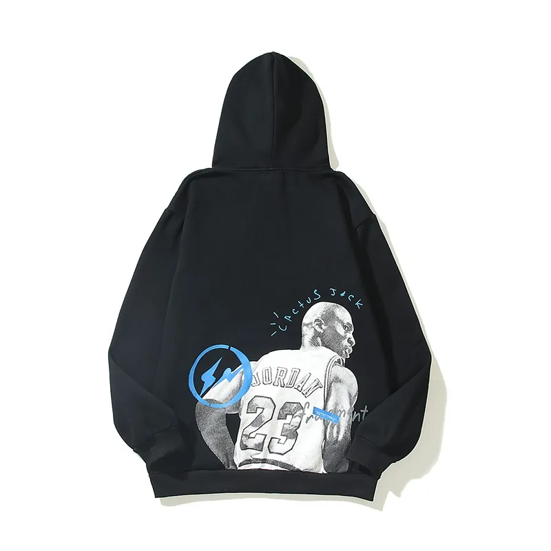 High Street Hiroshi Fujiwara co-signed the Flying Man Crack Lightning print male and female couples hoodie hoodie tide