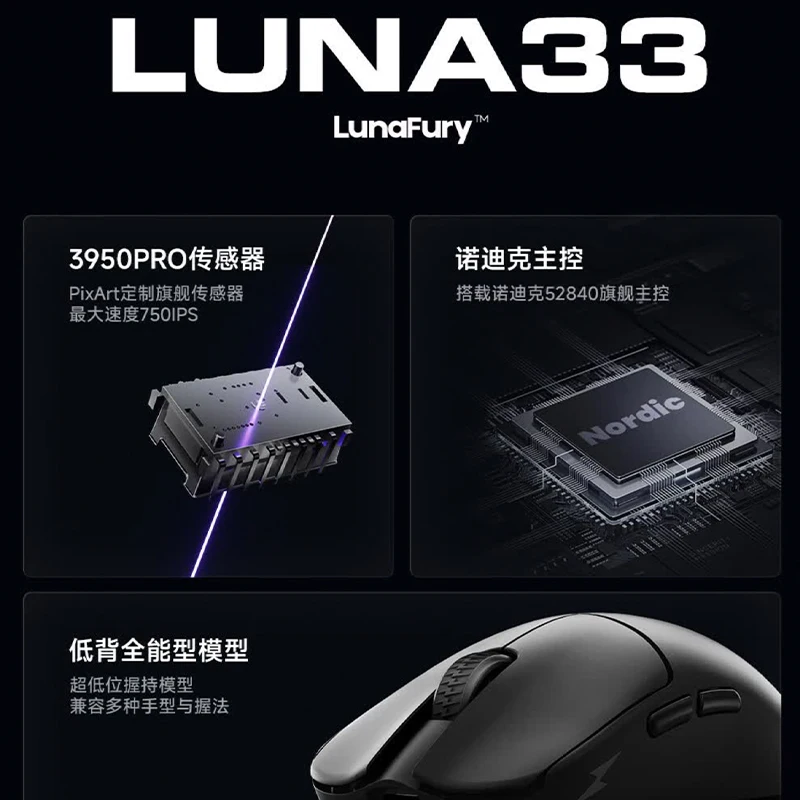 マウス・トラックボール Lunafury Type33 Lunafury TYPE33 ワイヤレスゲーミングマウス 2.4g ワイヤレス