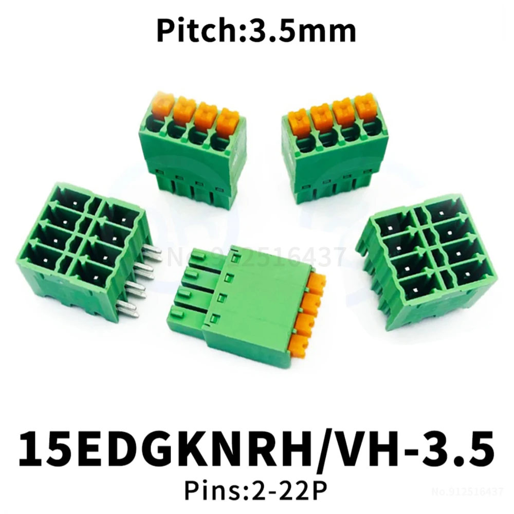 (1 Set) 15EDGKNRH 15EDGKNVH 3.5mm Screwless Spring PCB Dual Layer Connector Right Angle/Straight Pin Complete Set 15EDGKN 3.5