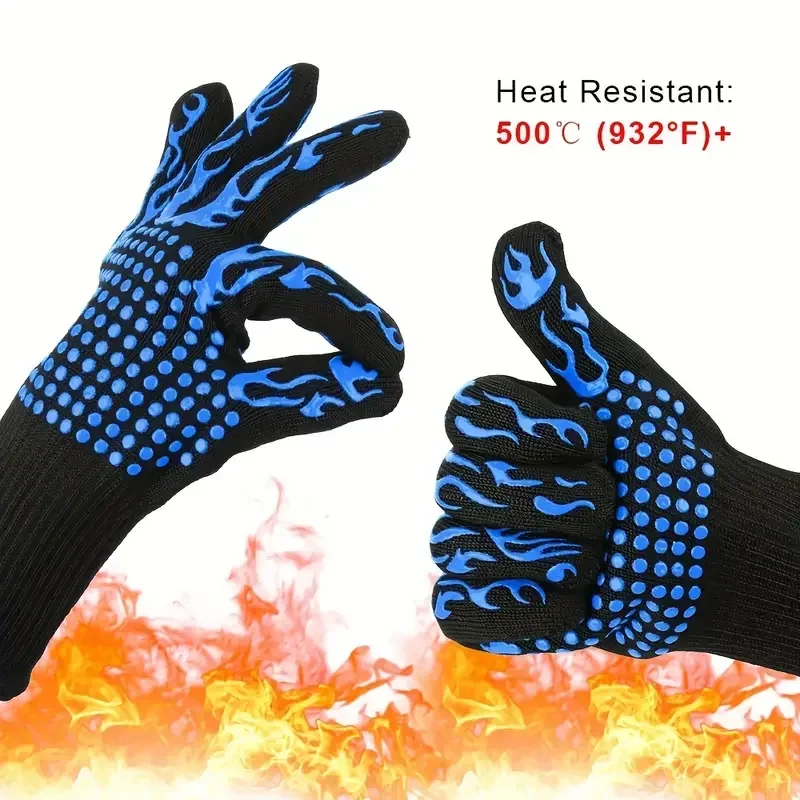 2 stücke BBQ Mikrowelle Handschuhe Backen Ofen Handschuhe Nicht-slip Feuerfeste Handschuhe Hitzebeständige 800 Grad Kochen Ofen handschuhe