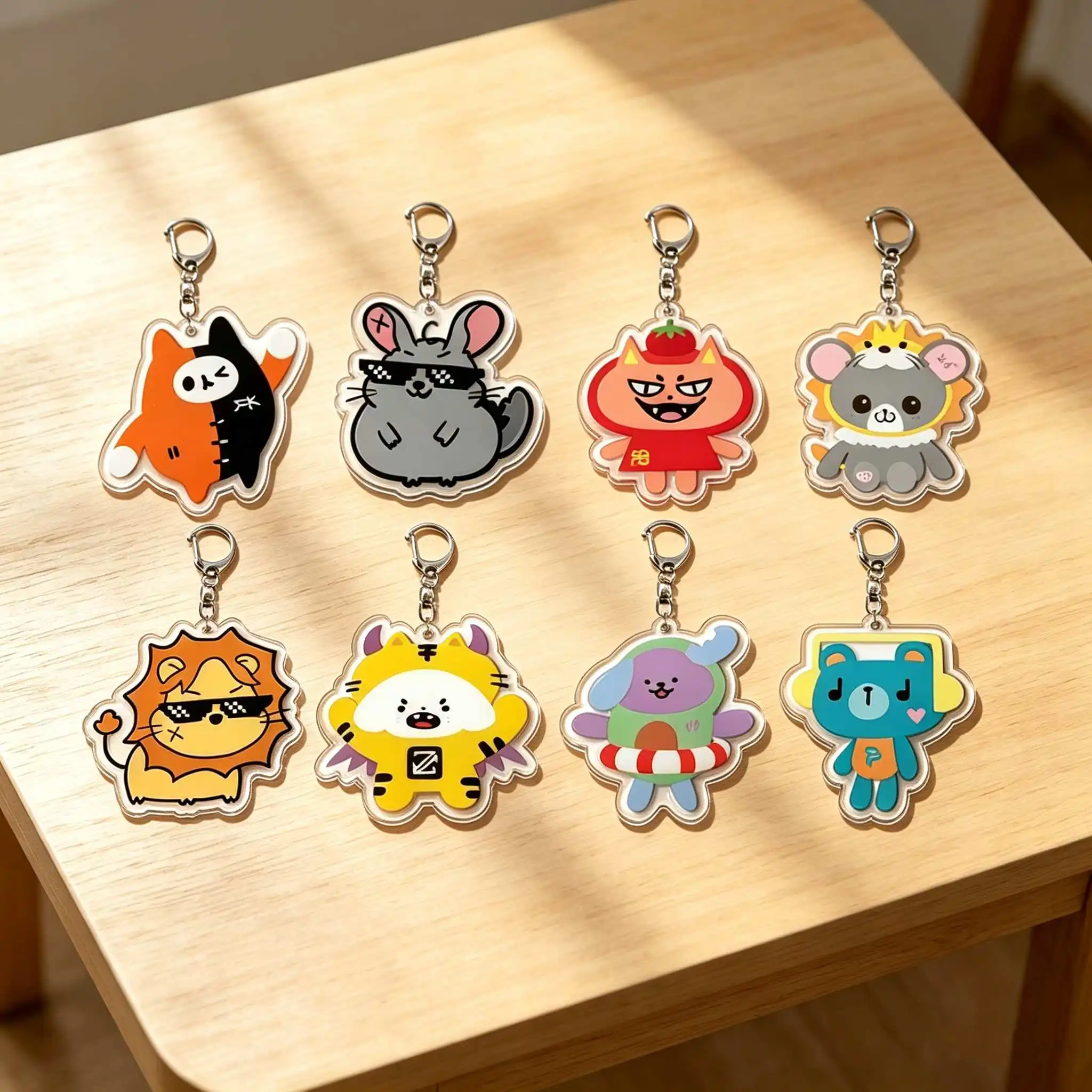 8 piezas de llaveros de acrílico de la muñeca Momo, accesorios populares del equipo estrella, ideales como regalo para fans y coleccionables