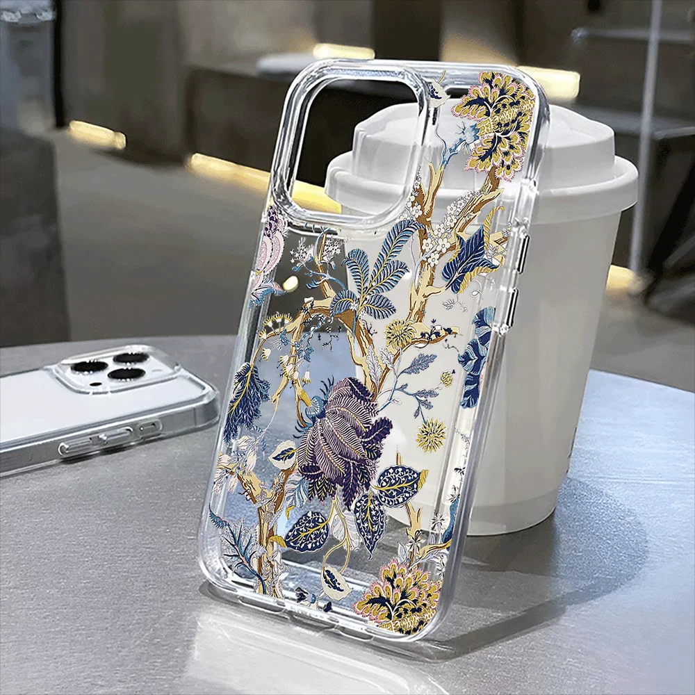 

Vintage Flower Clear Case for iPhone 16, 16 Pro, 16 Pro Max, 16 Plus, 15 Pro Max, 15 Pro to 11, 12, 13, 14, 15 series