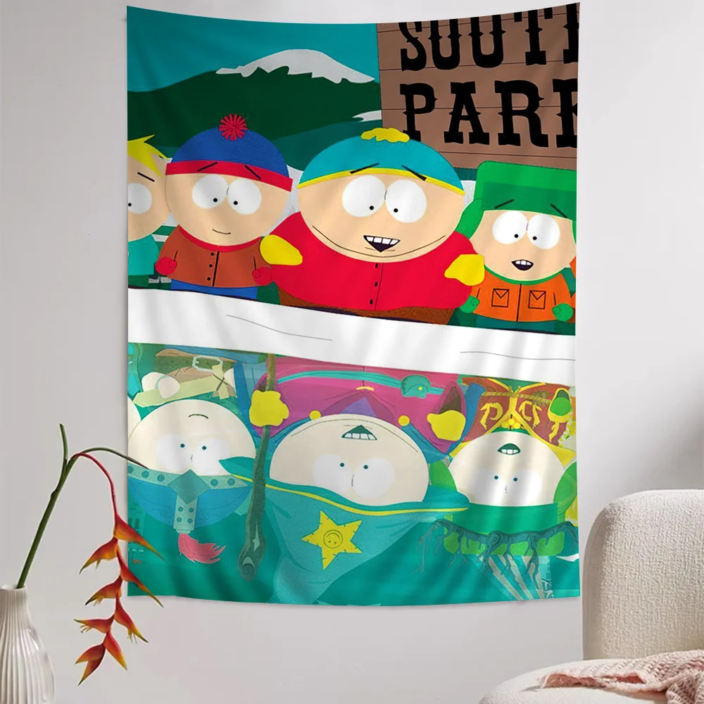 VIKAMA Wandteppich, Cartoon-Figuren, lichtbeständig, Wandkunst, mehrere Szenen, Spielzimmer, Schlafzimmer, Wohnzimmer, amerikanischer Stil