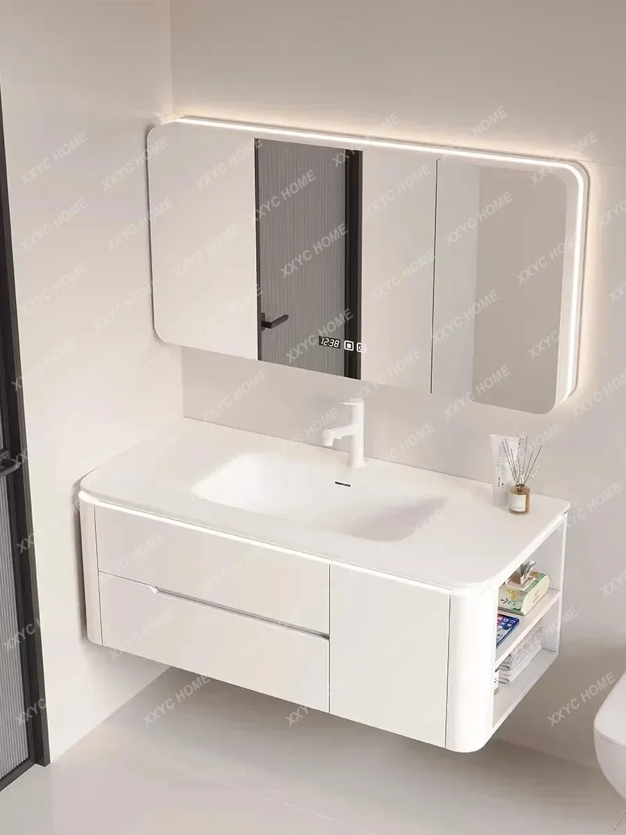 A Storage Luxury Modern Bathroom Cabinet Mirror White Washroom Vanity Bathroom Cabinet Toilet Meuble Salle De Bain Home