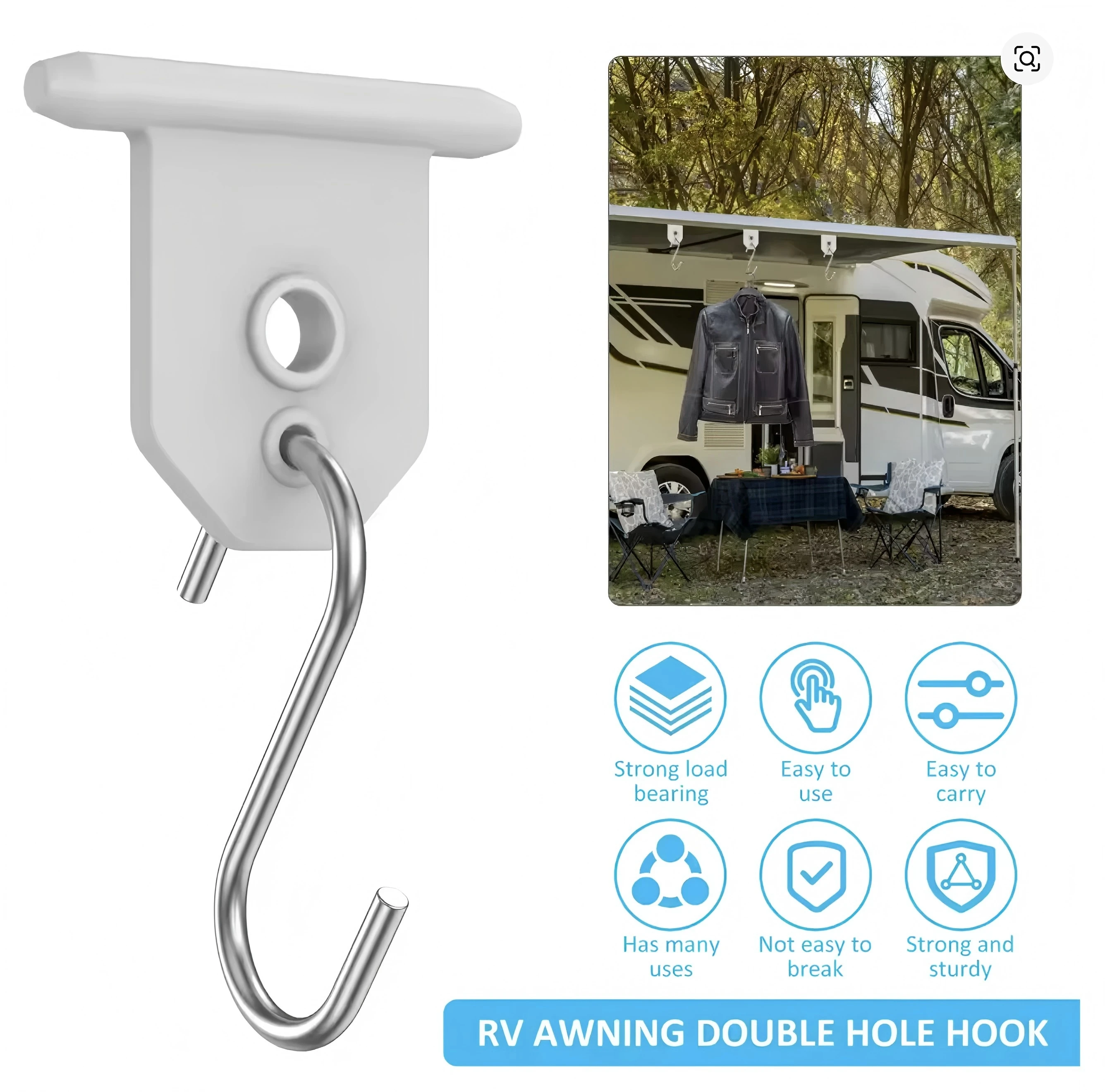 

10Pcs Metal S-Shaped Awning Hooks for RV Camping and Outdoor Hanging Hangers Hats Outdoor Camper Hanging Accessories