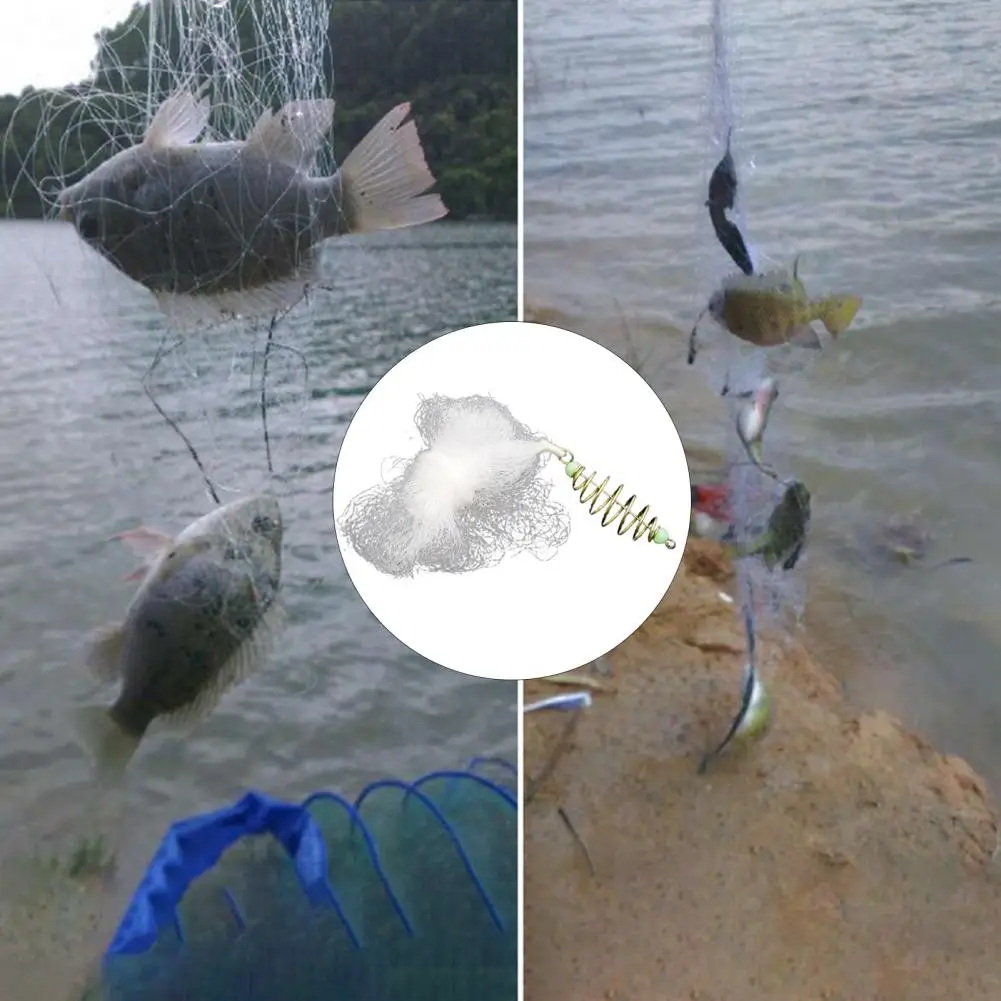 Prático malha rede de pesca para lagoa, grande capacidade, carga rolamento, tamanho pequeno gaiola, bomba gancho, noite luminosa grânulos, bola rede de pesca