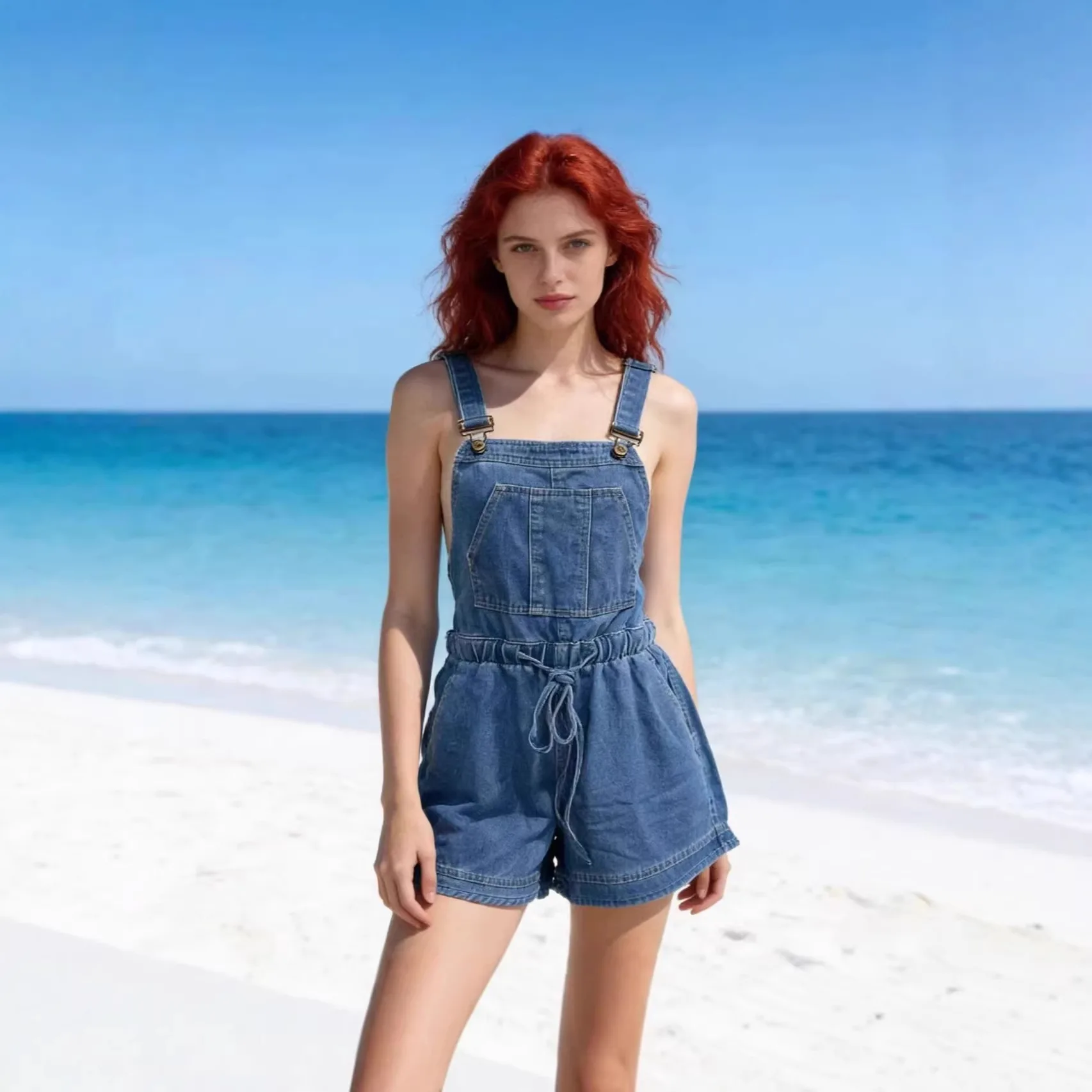 Women Denim Jumpsuit Simple Casual Comfortable Jeans One Piece