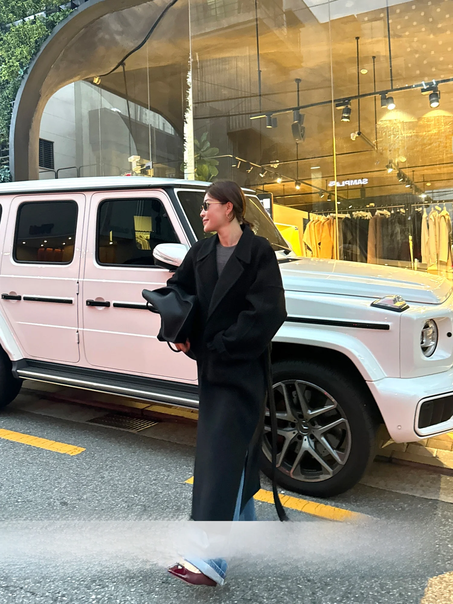 

Double-Sided Woolen Long Coat for Women Bla Ele Silhouette Korean Sle Winter Faion High-Quali Camere Jaet