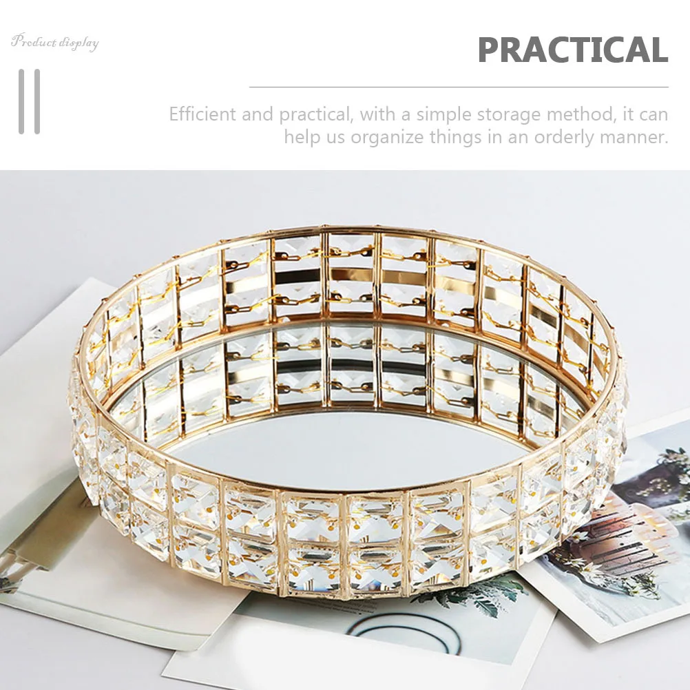 

Mirror Surface Jewelry Crystal Storage Organizer Bathroom Vanity Decorative Tray Wedding Ring Trinket Keys Makeup