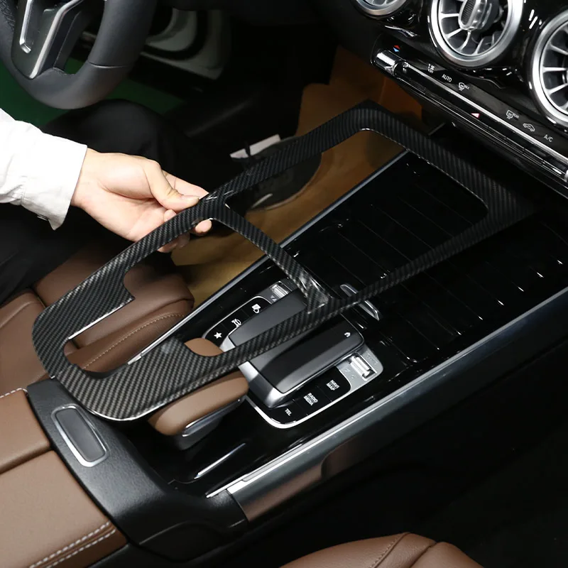 Cadre de Protection de Console centrale ABS chromé/fibre de carbone, garniture pour Mercedes Benz classe B GLB W247 X247 2019 – 2020, accessoires de voiture