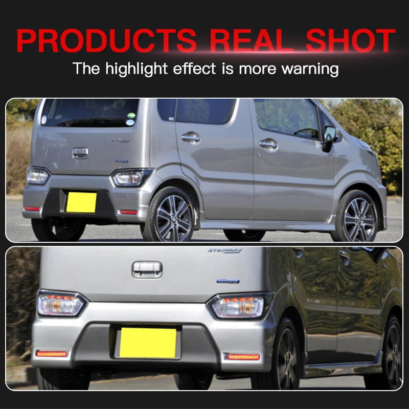 

2×for Suzuki Wagon R Stingray LED Rear Bumper Brake Lamps Reflector Parking Tail Fog Light Red Smoke Lens Signal Car Accessories