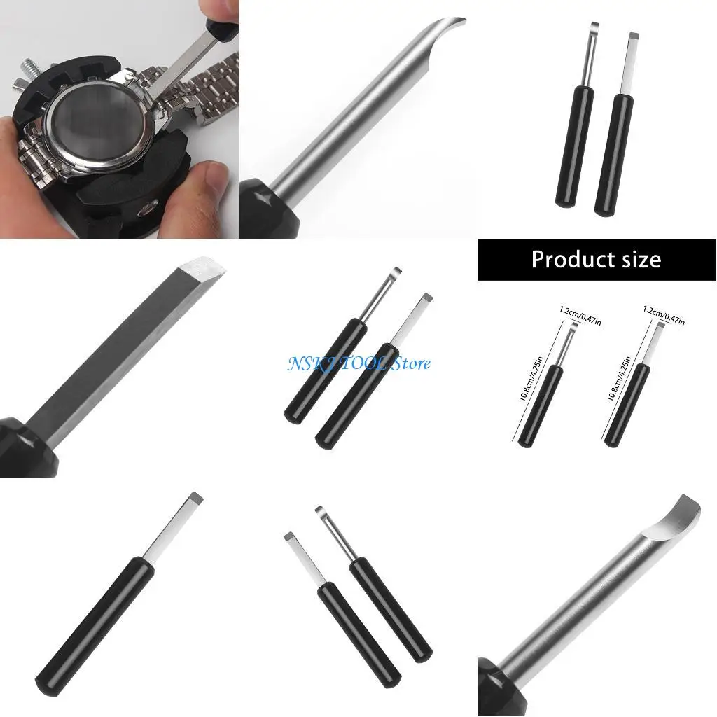 

L8RC 2Pcs Ergonomic Watch Repair Pry Bar Curved and Flat Cutter for DIY Enthusiasts