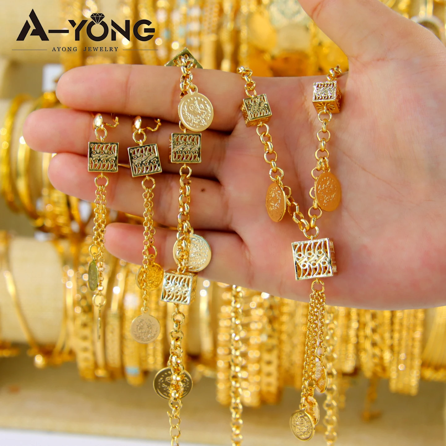 Luxury Arab Gold Coins Necklace Set 21k Gold Plated Brass Waterproof Turkish Women Tassel Jewelry Set for Wedding Party Gifts