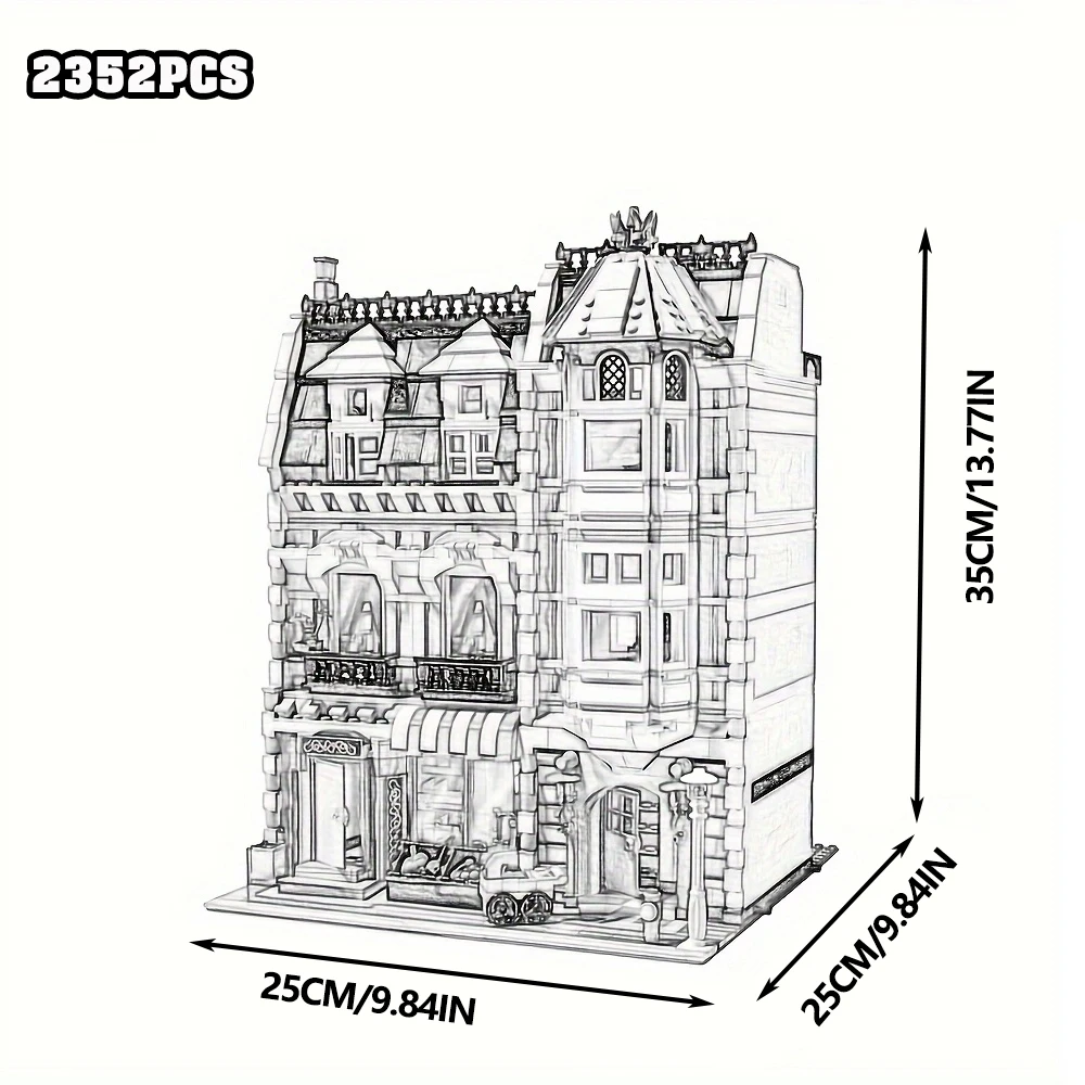 Creative Expert Bricks Bank Cafe Corner MOC Street View City Model House Pet Shop Town Hall Downtown Diner Bouwstenen Speelgoed