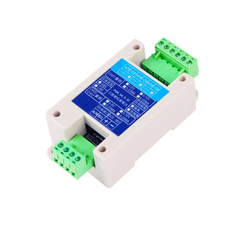 Two-channel Analog Output with 485 Isolation 0-5V, 0-10V, 4-20mA Current/voltage Output Modbus