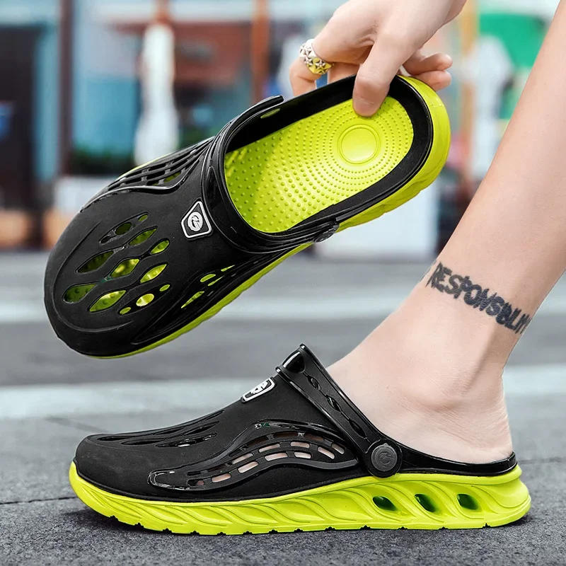 Zapatillas de playa de verano para hombre y mujer, sandalias de fondo alto y suave para interiores, toboganes de tendencia, zuecos de jardín ligeros