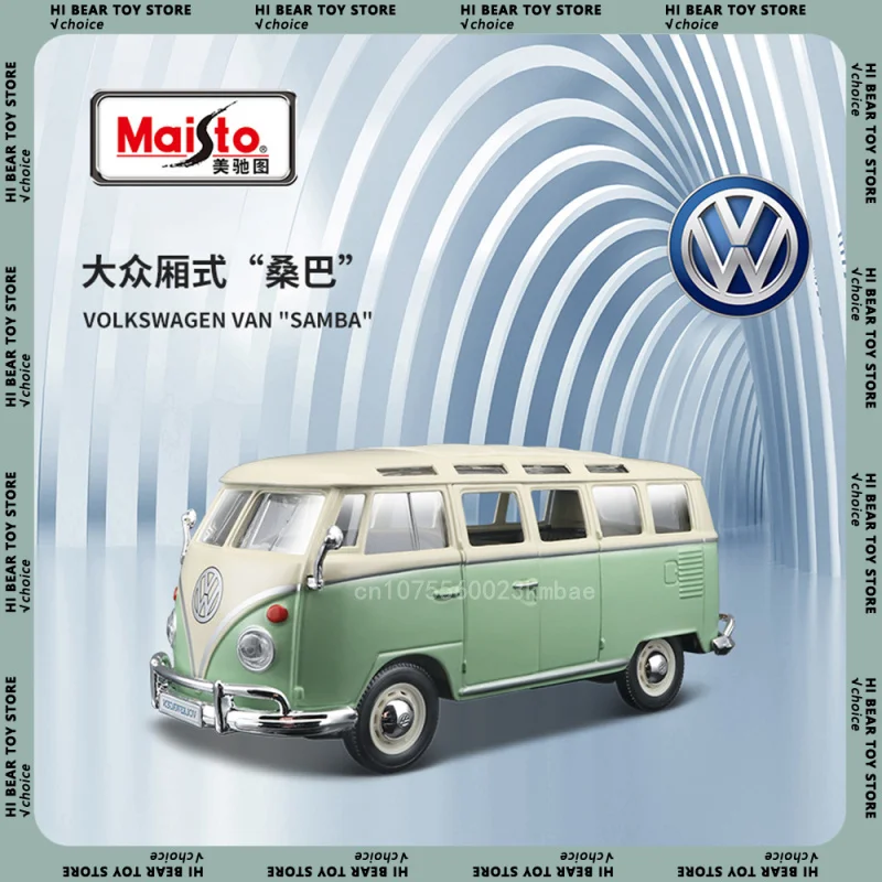 1:24 Maisto Volkswagen Van Model samochodu Samba Bus Alloy Luksusowy pojazd Diecast Edition Kolekcja zabawek Ozdoba na biurko Prezent dla dzieci