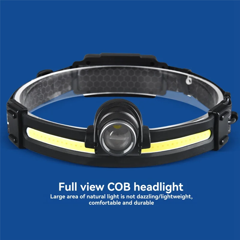 Sensor Headlight Led Light Outdoor Strong Light Zoom Floodlight COB Head-Mounted Fishing Light Running Headlamp-Hot