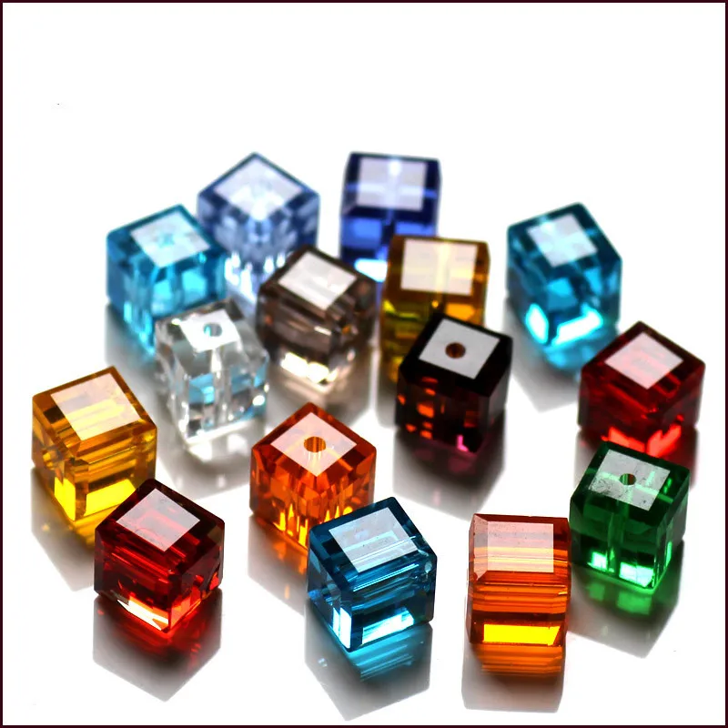 50pcs 6x6x6mm Spacer Bead Rondelle DIY Findings Square Cube Loose Beads Glass Charms Jewelry Making Crystal Crafts