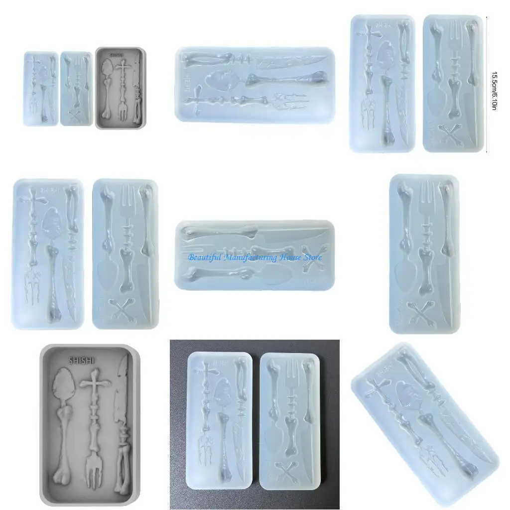 

E56A Clay Moulds Silicone Fondant Moulds Cutlery Crafting Moulds Heat Resistant