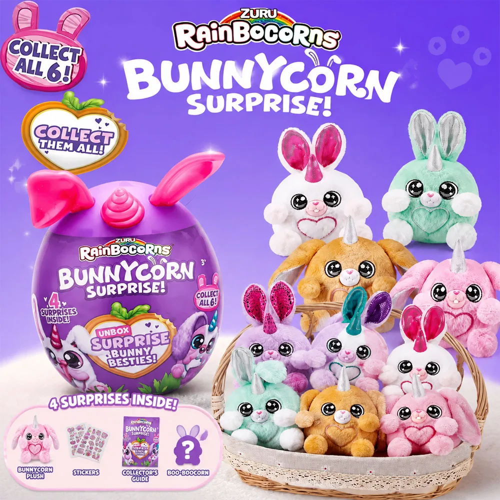 Nuevas Muñecas Rainbocorns Bunnycorn Sorpresa, Familia de Conejos, 4 Muñecas Sorpresa Dentro del Huevo, Caja Ciega, Juguetes para Regalos de Navidad