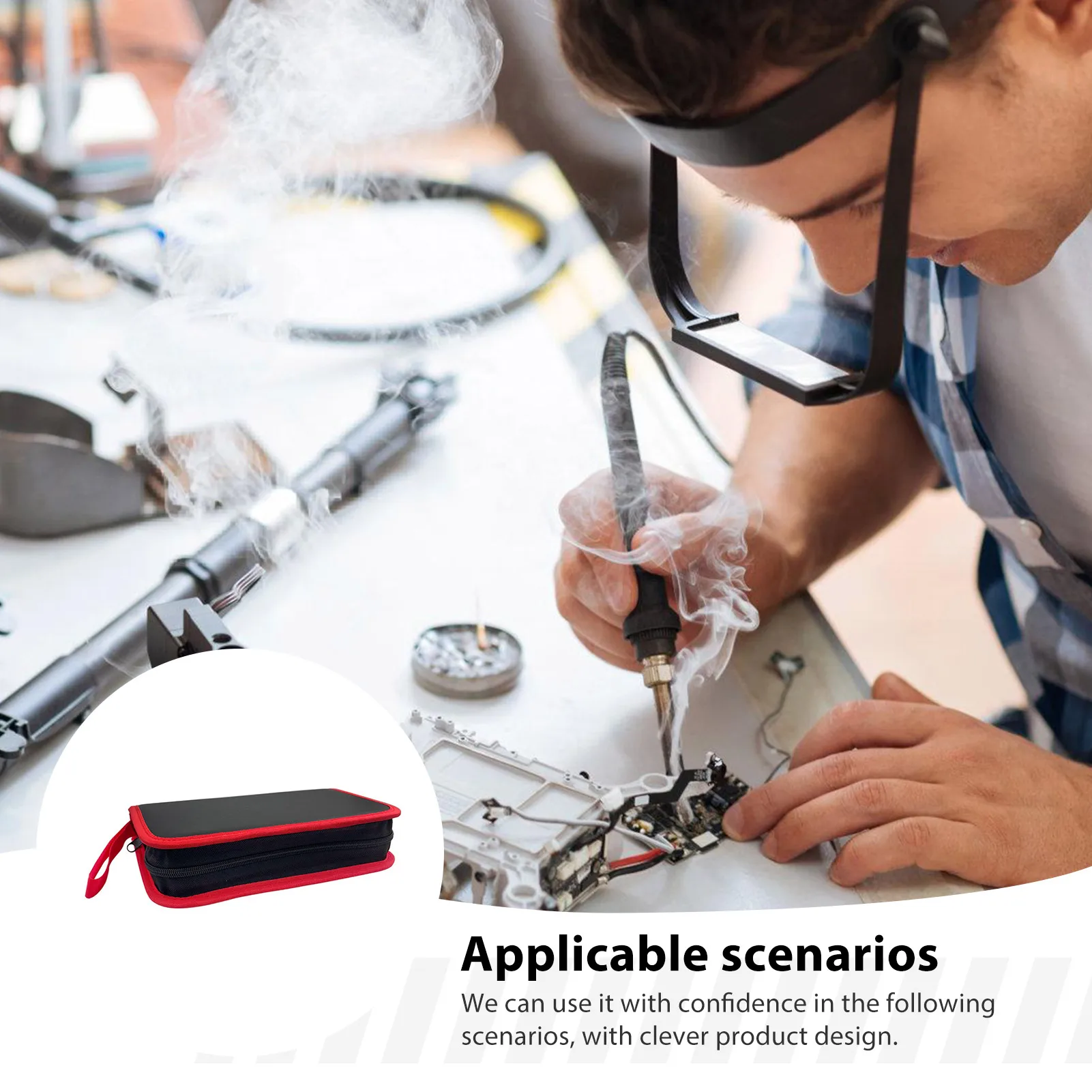 Kit de fer à souder professionnel pour réparations à domicile, idéal pour les bricoleurs, avec température réglable, ensemble d'outils de soudure et étui en cuir, durable, 60 W.
