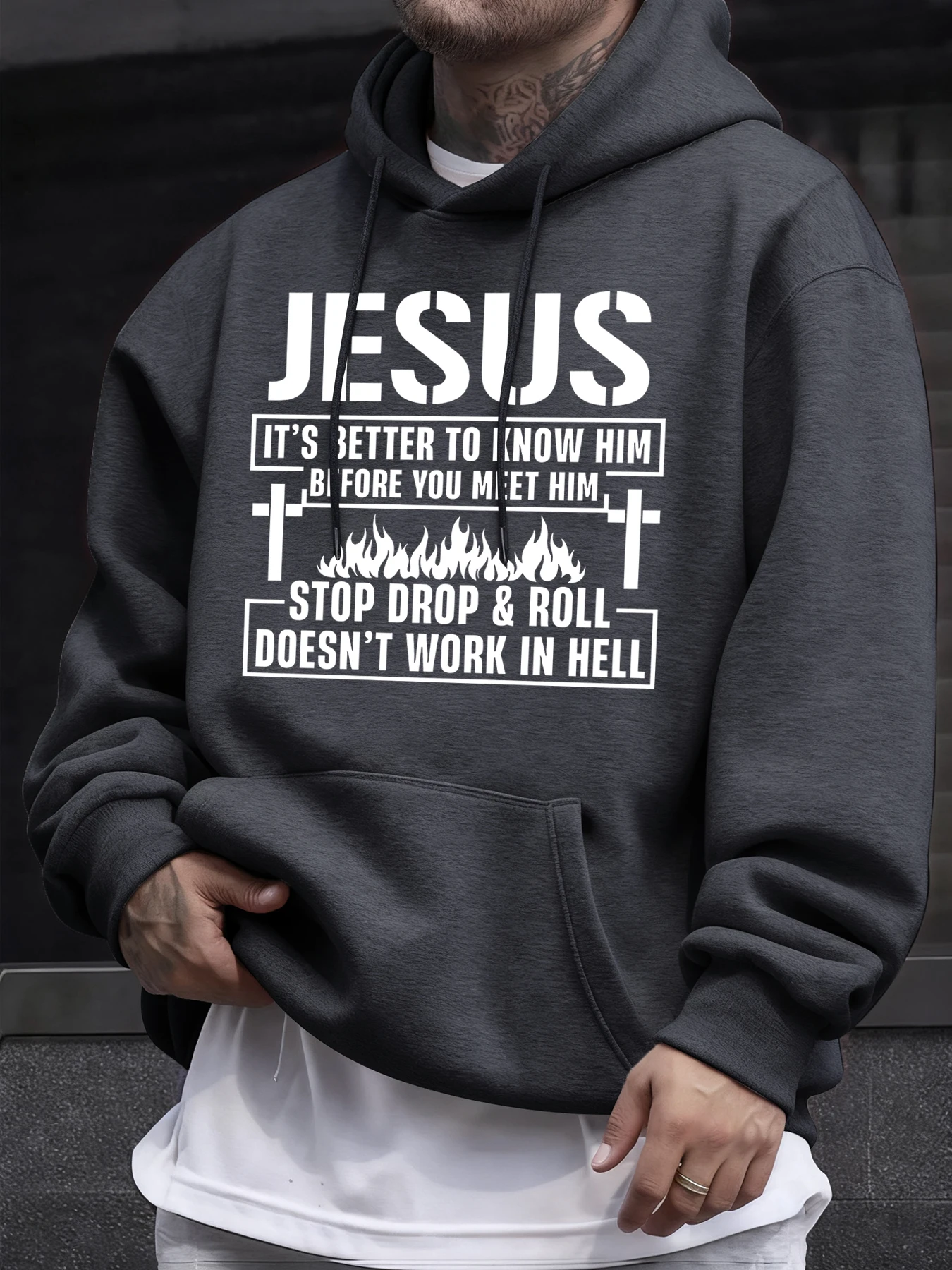 Moletom Masculino Quente de Lã com Estampa de Jesus, Estilo Hip Hop, Moderno, Confortável, com Bolso e Capuz Solto, Manga Longa – Nova Coleção Primavera