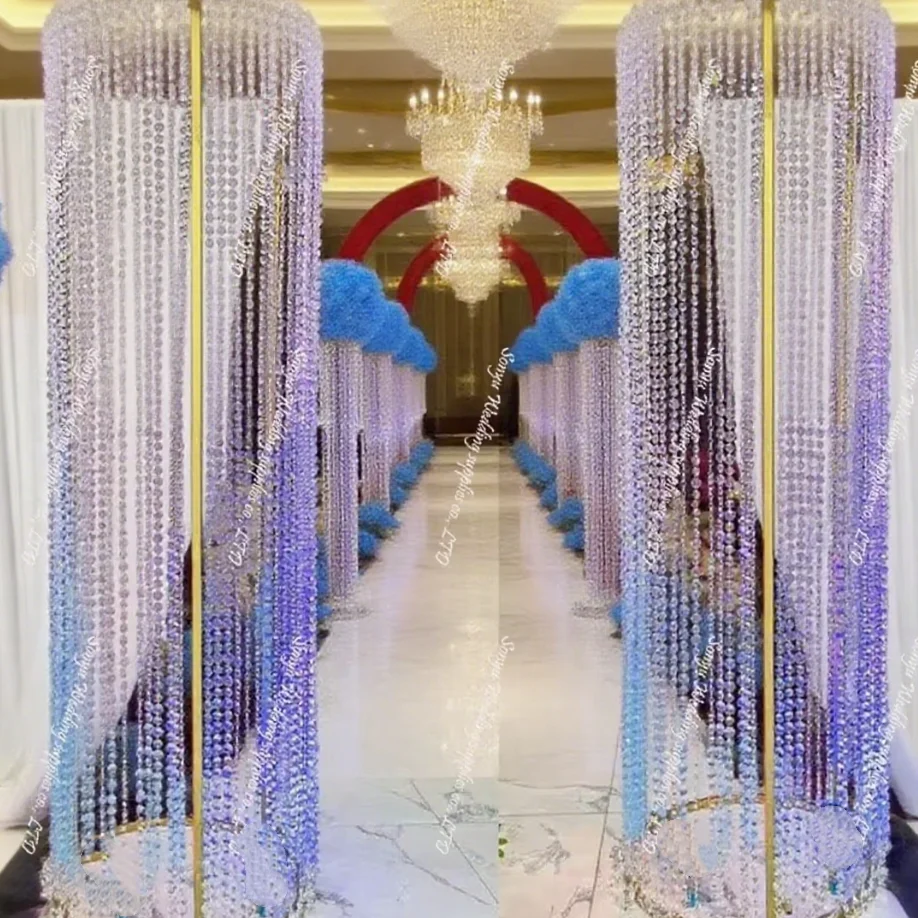 

2-6 шт. 200 см, реквизит для украшения холла отеля, свадебная хрустальная подставка, стойка для цветов в проходе, бусины, подвесная свадебная подставка с цветочным рисунком