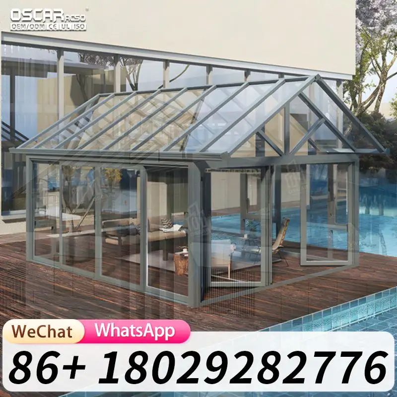 

Outdoor Aluminum Pavilion Waterproof Garden Sunroom Glass House Anti Corrosion Design for Backyard Patio Beach sunroom