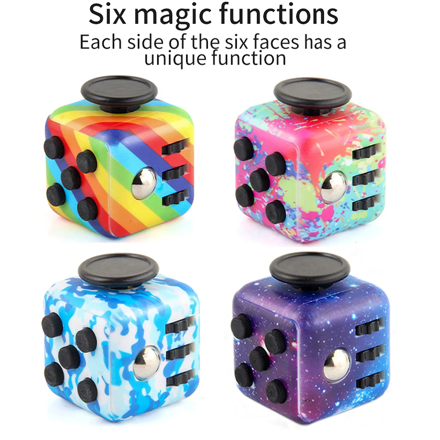 Six new and unique Rubik's Cube Stress Relief Set, Unlimited Finger Rubik's Cube Dice Adult and Children's Toys