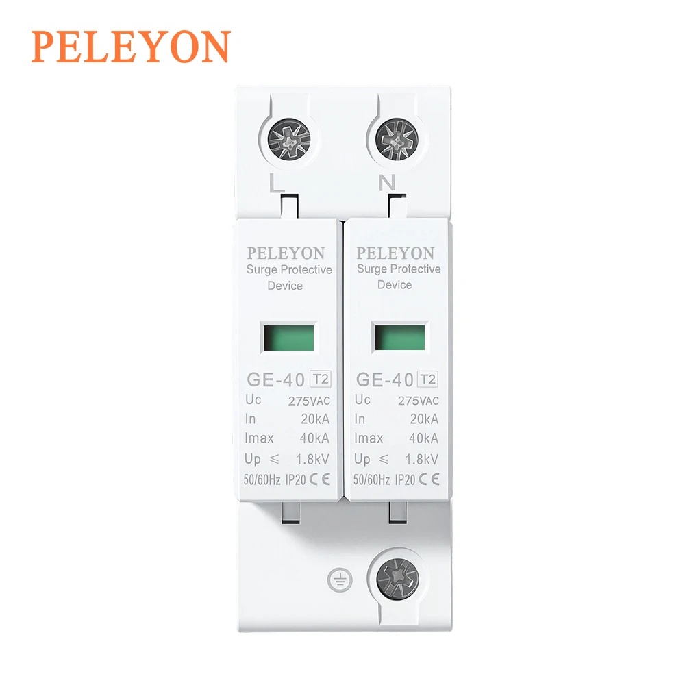 20KA~40KA  2P AC275V/AC385V 10KA~20KA Lightning Protector Surge Protective Device SPD Arrester with PE House Safety Electricity