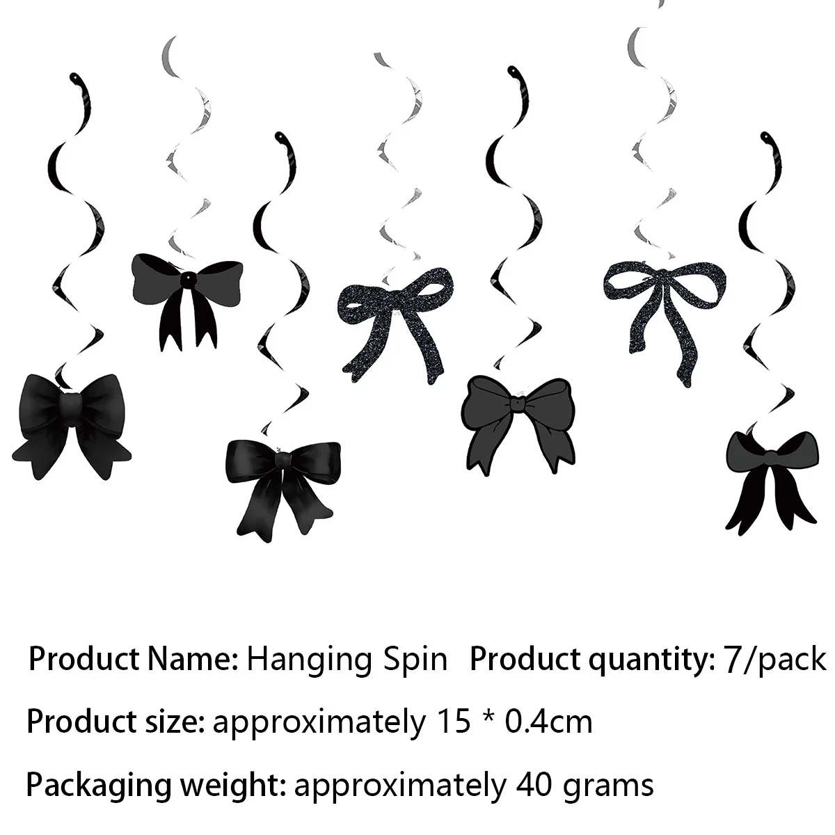 Bow Party Hanging Swirls Decor Black Bow Happy Birthday Banner Coquette Bridal Shower Bachelorette Bow Theme Party Decorations