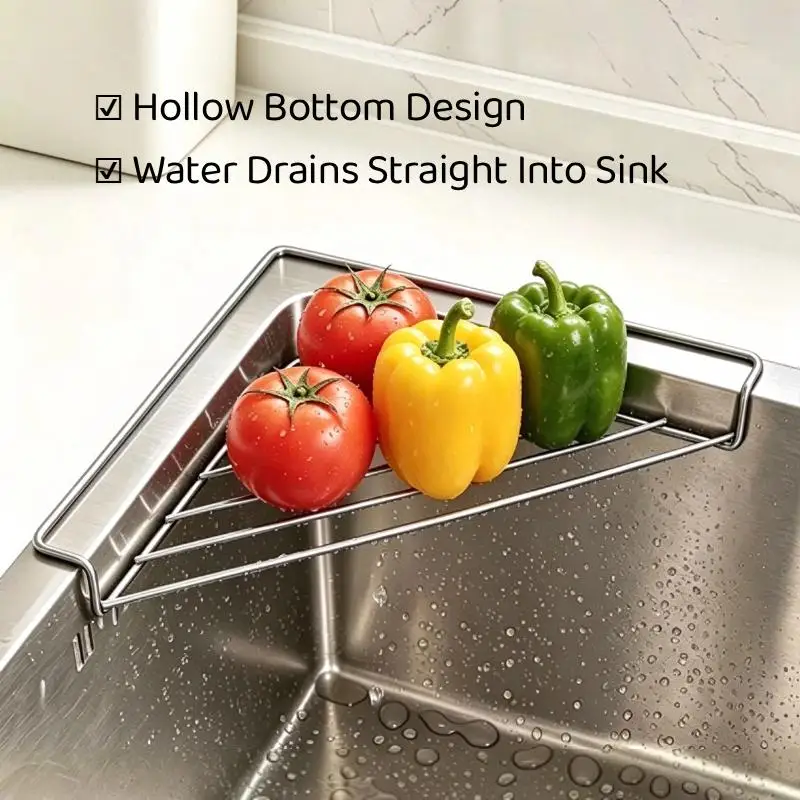 1/2Pcs Stainless Steel Holder Sink Accessories Over The Sink Dish Drying Rack Roll Up And Triangle For Kitchen Drainer Mat
