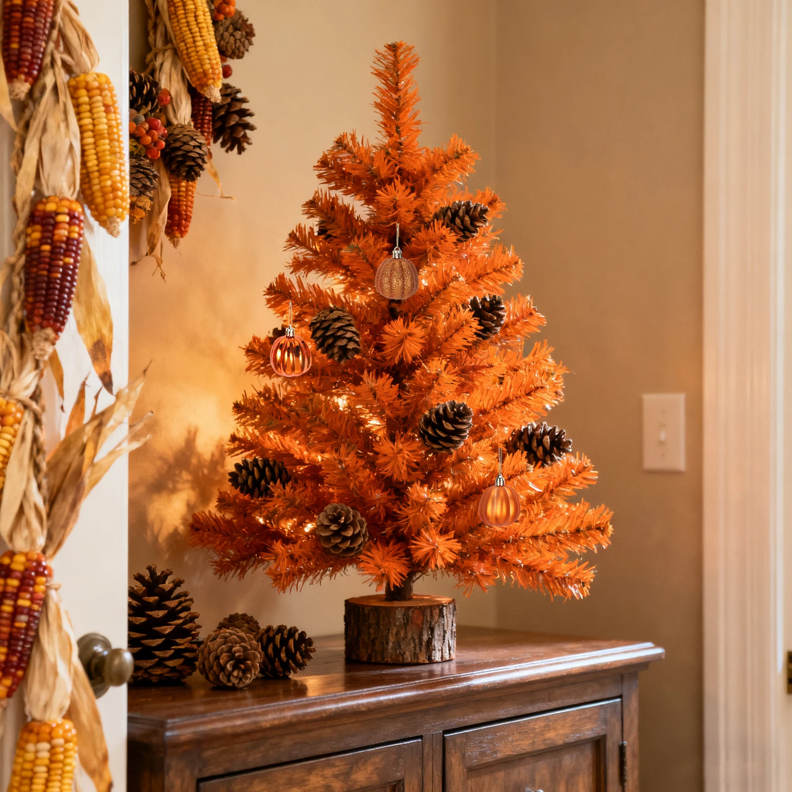 

36Pcs Artificial Mini Pumpkins Hanging Ornaments Realistic Plastic Fall Pumpkin Decor Thanksgiving Tree Decorations Autumn