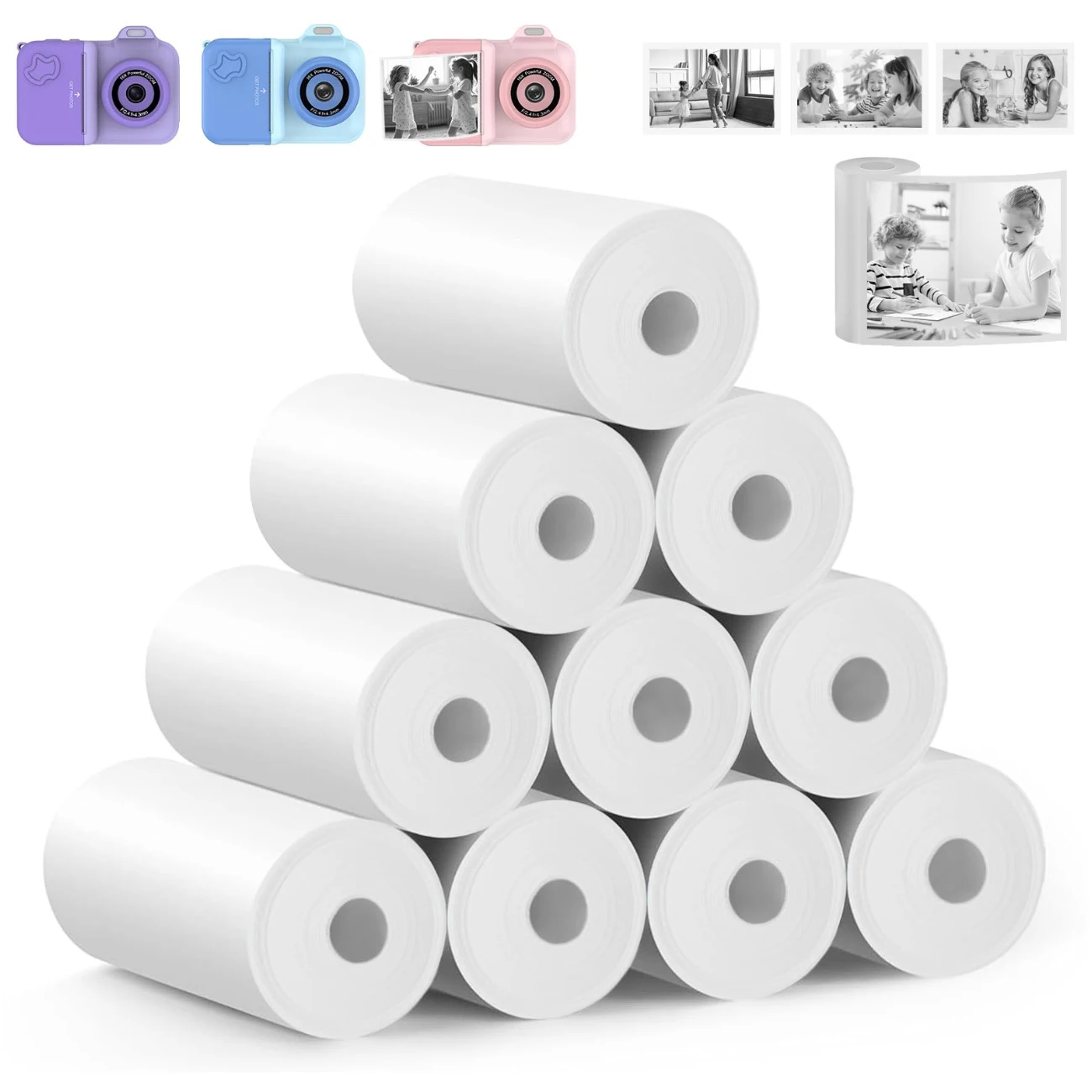 3-20 Rollen 57x25MM Thermopapier Farbige Kinderkamera Sofortdruck Kinderkamera Druckpapier Ersatz Zubehörteile – Detail 7