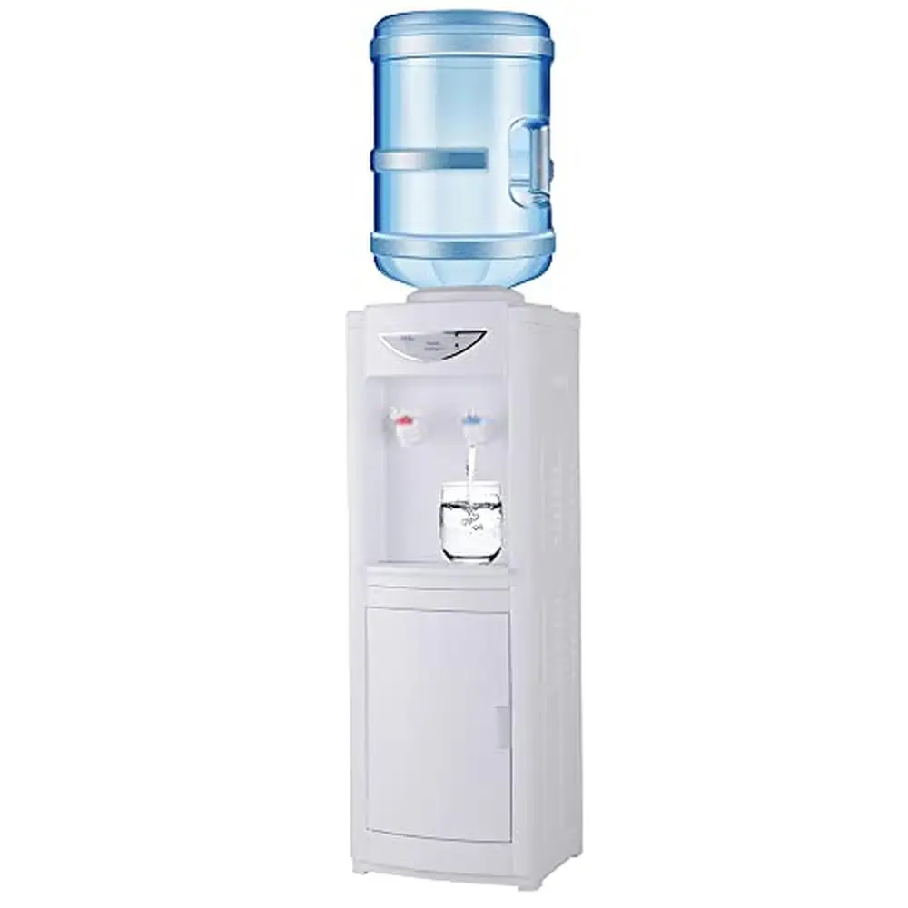 

Top Loading Hot & Cold Water Dispenser with Child Safety Lock & Storage Cabinet 5 Gallons Dispenser LED Light Indicators