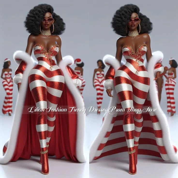 맞춤형 캔디 스트라이프 이브닝 가운, 몸에 꼭 맞는 점프수트, 크리스탈 아플리케 스트랩리스 볼 가운, 매혹적인 학교 무도회 드레스