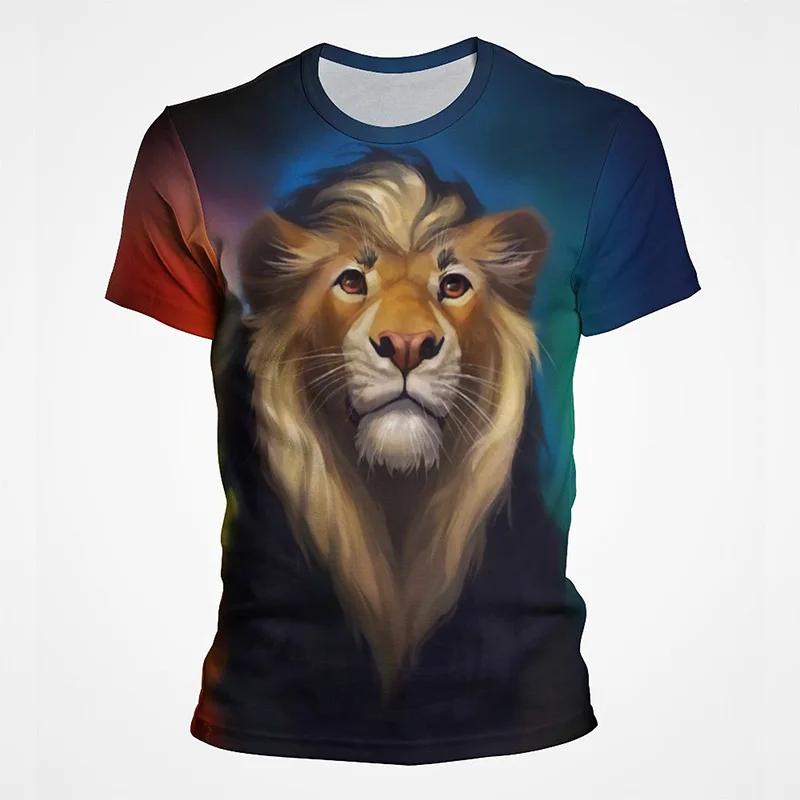 African Lion Graphic T Shirt For Men Cool 3D Printed T-shirt Tops Animal Tees Personality Streetwear Trend Tops Funny T Shirts