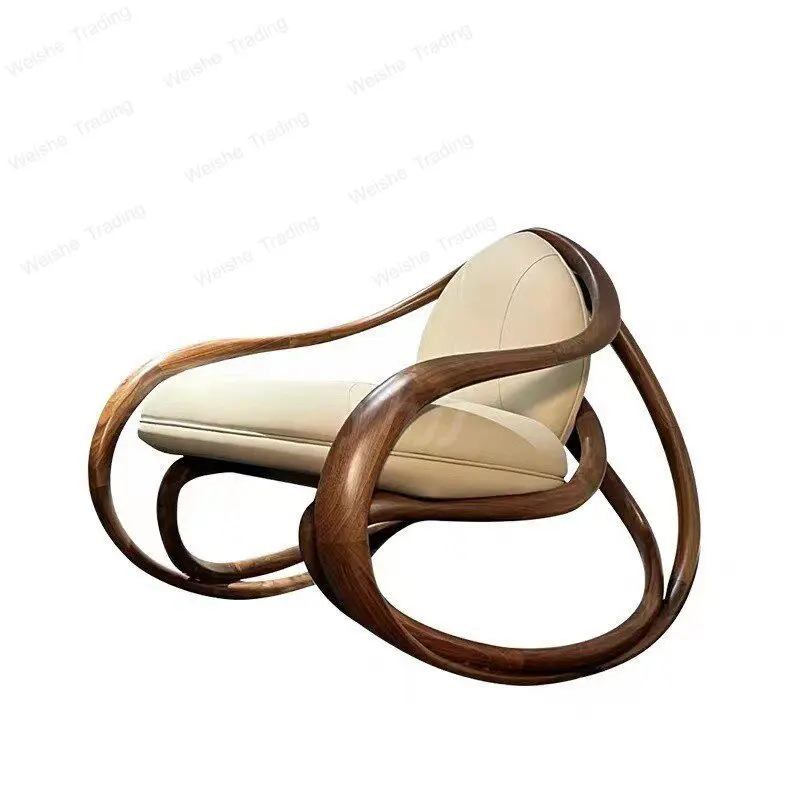 

Design custom Italian simple rocking chair black walnut rocking chair solid wood lazy recliner designer single