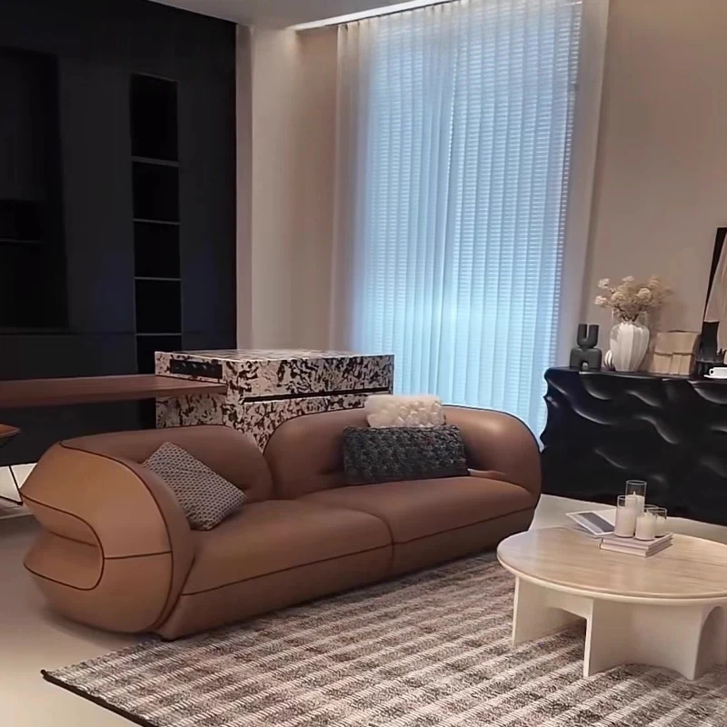 Italian fabric module sofa straight row corner sofa living room cream style model room