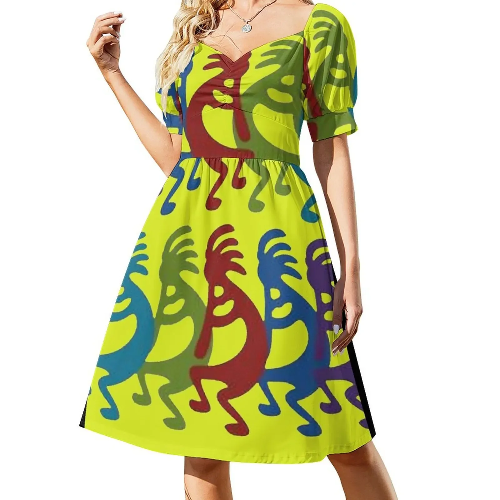 

Tribal Kokopelli The Humpbacked Flute Players Sleeveless Dress Woman clothes Dresses Dress