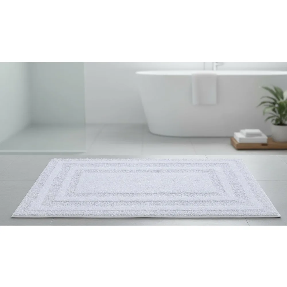 

Soft Plush Cotton Bath Rug, Highly Absorbent Quick-Dry Mat, Skid-Resistant Backing for Family Bathroom (24x40)