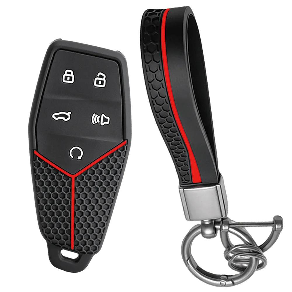 For MG MG5 MG6 ZS HS One Marvel R MG4 EHS EZS silicone car key fob cover with wrist strap and key ring