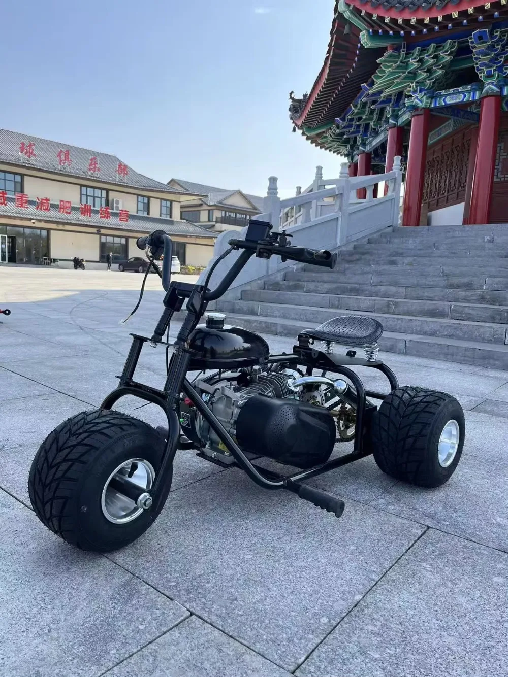 212cc 4-Stroke 5-Inch Tires Gas-Powered Pedal Go Kart Tricycle Hydraulic Disc Brake Durable Steel Frame for Outdoor