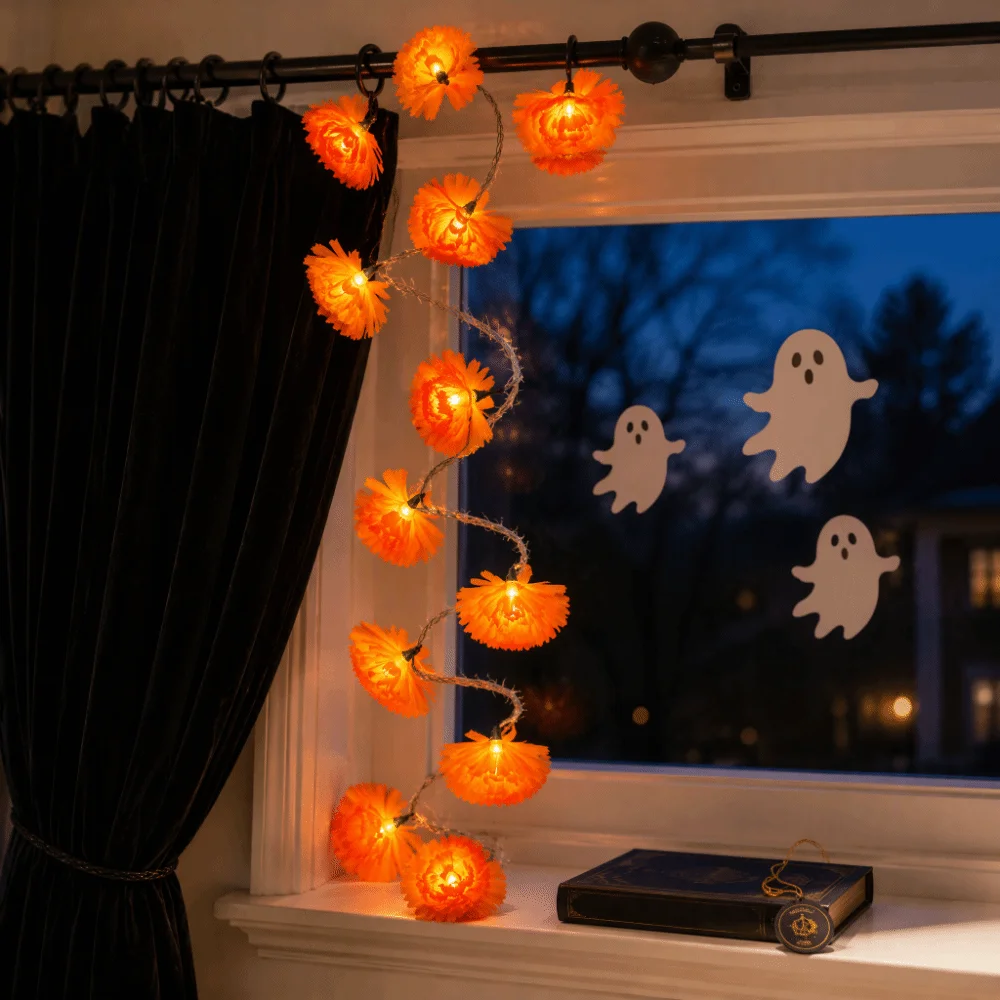 Chrysanthemum String Lights Spooky Creepy Chrysanthemum light string Bright LED Beads Lightweight Durable Decorative Lamp