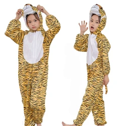 Umorden Unisex Animal Tiger Costume Jumpsuit Onesie for Child Kids 2-8Y Hooded Halloween Children's Day Purim Party Fancy Dress